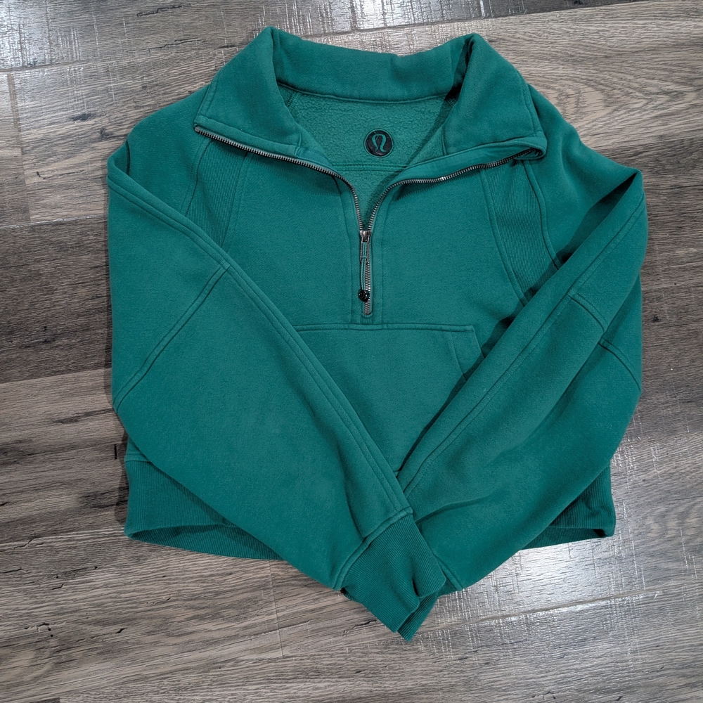 LuulemonCascadia Green Scuba Oversized Funnel-neck Half-Zip Sweatshirt